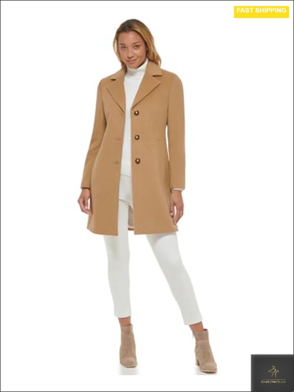 Calvin Klein Women's Wool Peacoat Cashmere Blend Classic